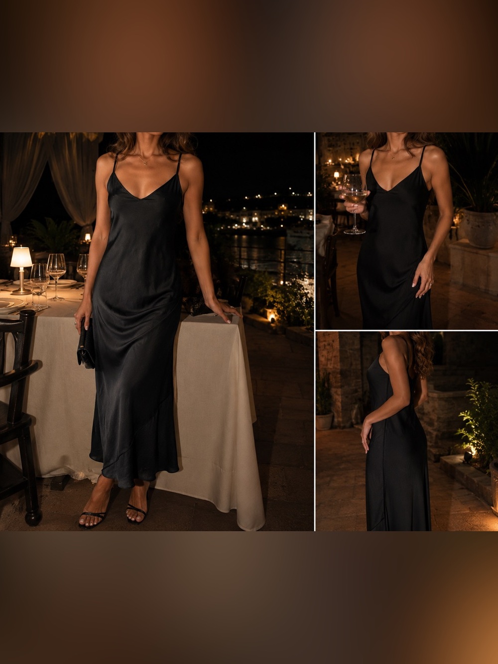 Elegant Black Satin Slip Dress